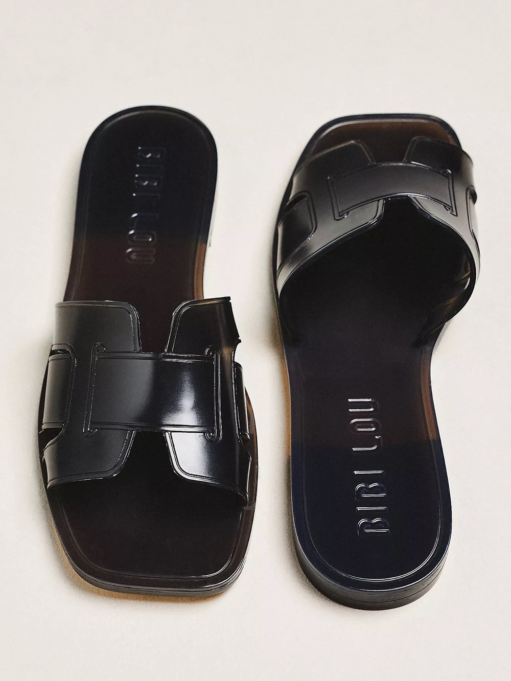 Bibilou Black Jelly Holly Slide Sandals NWT